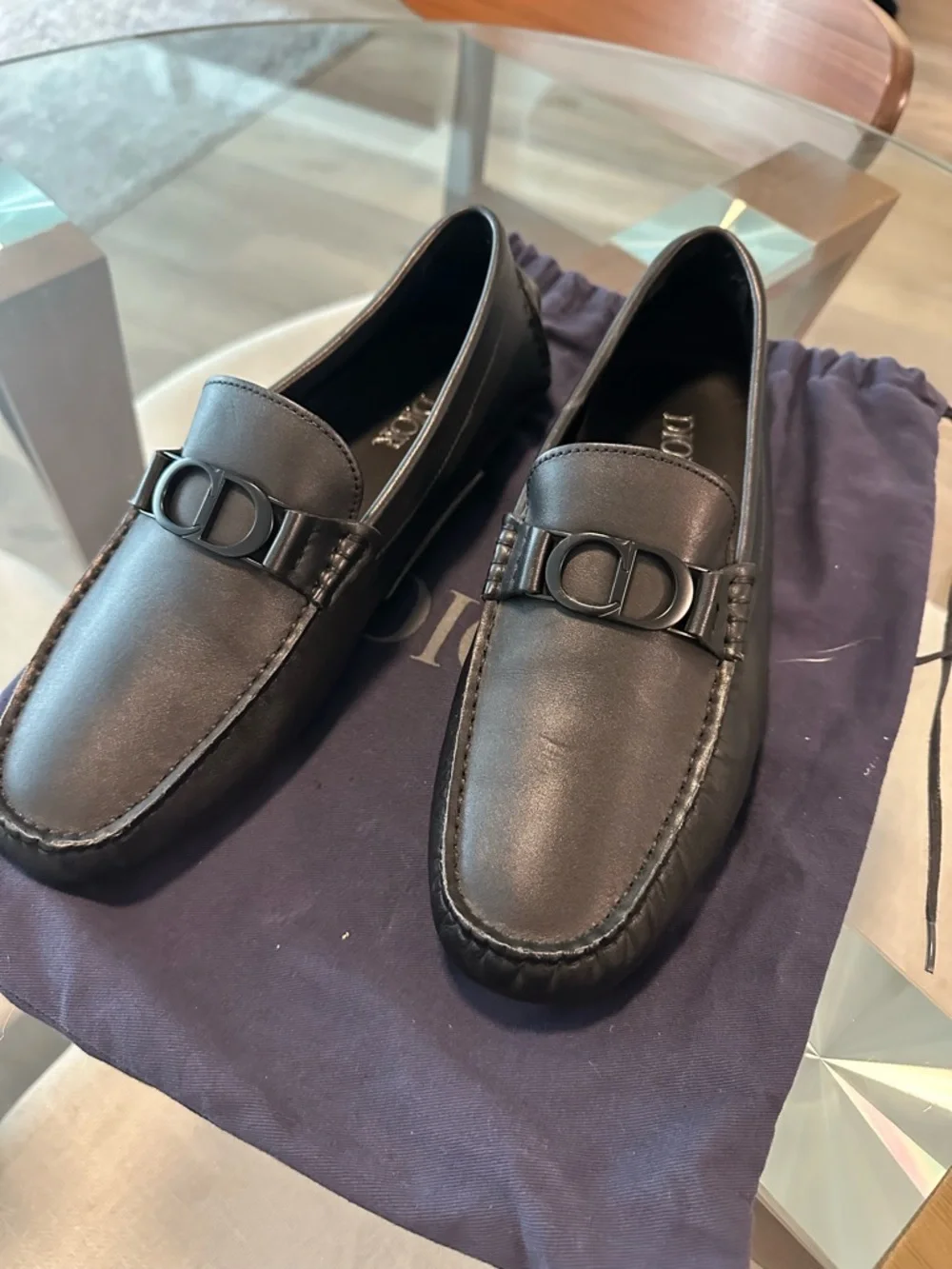 Dior Black Leather Men’s Slip-On Loafers with CD Hardware - Picture 9 of 9
